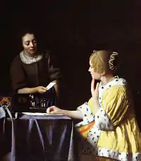 Vermeer, Dama con criada y carta