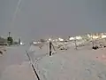 Vías pasando por el tanque de agua de la estación.
