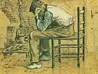 Campesino sentado junto al fuego, (F863, JH34), acuarela, 1881, P. y N. de Boer Fundación, Ámsterdam