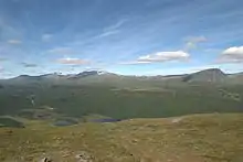 Photo du massif d'Ammarfjället en été.