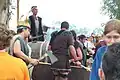 Bocois de vino en la fiesta de la romería vikinga de Catoira.