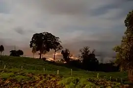 Vista de la ciudad de Turrialba desde la cima del volcán.