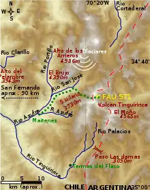 Mapa con el recorrido de Parrado y Canesa.