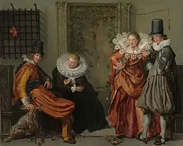 Parejas elegantes en una terraza (o Parejas elegantes cortejando), entre 1616-1620 Rijksmuseum, Ámsterdam