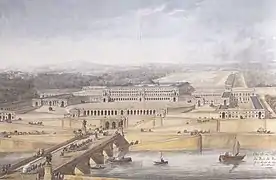 Vista del palacio del rey de Roma desde el Champ de Mars.
