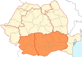 Ubicación de Valaquia en Rumania