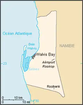 Mapa de la región de Walvis Bay.