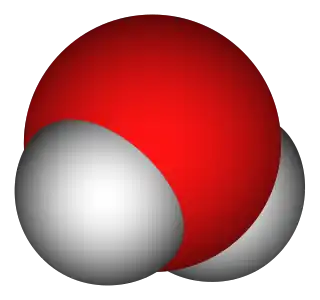 Molécula de agua, «disolvente universal», de importancia fundamental en innumerables procesos bioquímicos e industriales