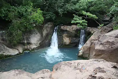 Parque nacional Rincón de la ViejaCubre 14.300 ha. El volcán Rincón de la Vieja, el más activo de la cordillera, posee nueve cráteres, además de fumarolas, solfataras, pailas de barro y numerosas lagunas. El parque, el más visitado del ACG, protege las cuencas hidrográficas de los ríos Blanco, Colorado y Los Ahogados, que forman numerosas cataratas (en la foto), zonas de pastizales en regeneración, y bosques primarios. Cuenta con la población silvestre de guaria morada más grande del país.