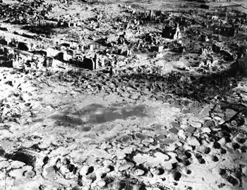 La ciudad de Wesel en ruinas luego del bombardeo aliado, marzo 1945.