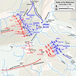 Primer día (5 de mayo de 1864)      Confederación     Unión