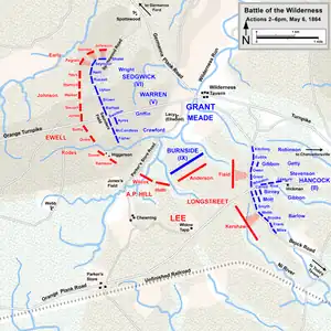 Último día (6 de mayo de 1864)      Confederación     Unión