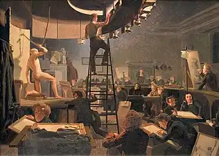 Clase de modelo en la Academia Danesa (1826), de Wilhelm Bendz