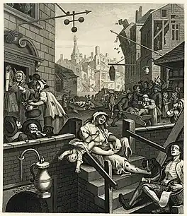 El callejón de la ginebra, de William Hogarth, ca. 1750.