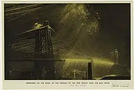 Fuegos artificiales durante la noche de apertura en 1903.