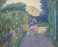 Mujer sentada en un jardín, 1914