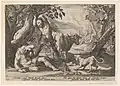 Hendrick Goltzius, Mercurio matando a Argos dormido, 1589, grabado, National Gallery of Art, Washington.