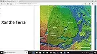 Mapa de Xanthe Terra con las principales características etiquetadas