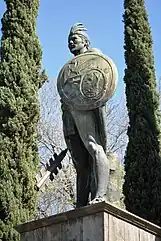 Estatua del Príncipe Xicoténcatl de los tlaxcaltecas en la ciudad deTlaxcala