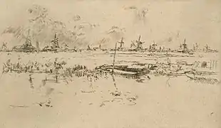 Zaandam, Países Bajos, hacia 1889 - grabado por James McNeill Whistler