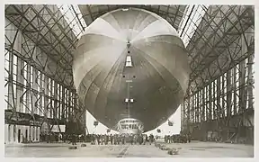 El Graf Zeppelin, en su hangar, en 1909.