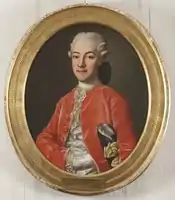 Retrato de Gustav Adolf Reuterholm con chaqueta roja y camisa blanca