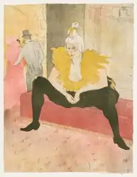 La payasa Cha-U-Kao sentada, dibujo de la serie Elles, Henri de Toulouse-Lautrec; 1896.