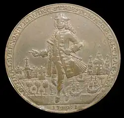 Medalla con la que la armada inglesa pretendía festejar la toma de Cartagena de Indias, que no se produjo (1741).