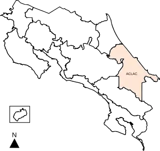 Ubicación del área en Costa Rica.