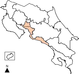 Ubicación del área en Costa Rica.