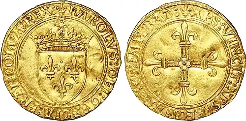 Escudo de oro al sol bajo Carlos VIII.