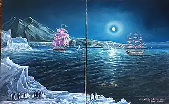 Díptico. Vostok y Mirny. Isla Pedro I. 11/01/1821 La primera expedición antártica rusa.