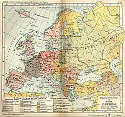 Mapa lingüístico y etnográfico de 1907 que indica a los ucranianos como «pequeños rusos o rutenos»