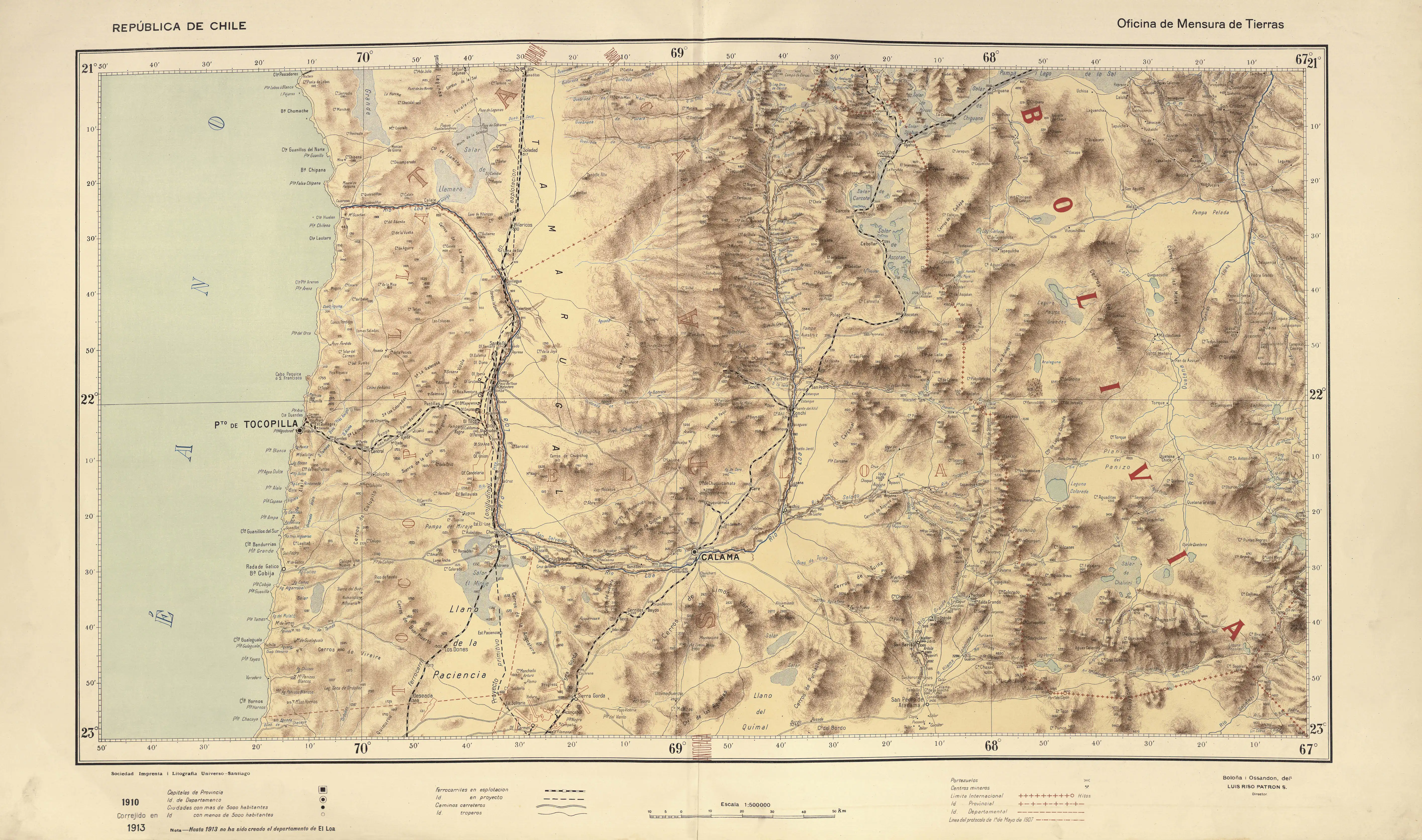 Cuenca del río Salado, al este del río Loa, en Mapas Provinciales Atlas Centenario.