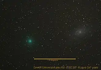 Cerca de 1,2 grados de M33 el 30 de diciembre de 2007.