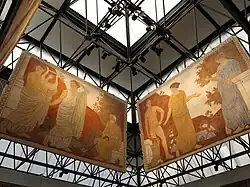 Murales de Joaquín Torres García para su residencia de Mon Repòs, expuestos en el vestíbulo superior.