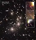 Cúmulo de galaxias Abell 2744 – galaxias extremadamente lejanas que han sido reveladas a través de lente gravitacional (16 de octubre de 2014).[6]​[7]​