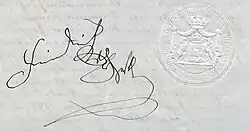 Firma de Federico Guillermo de Mecklemburgo-Strelitz