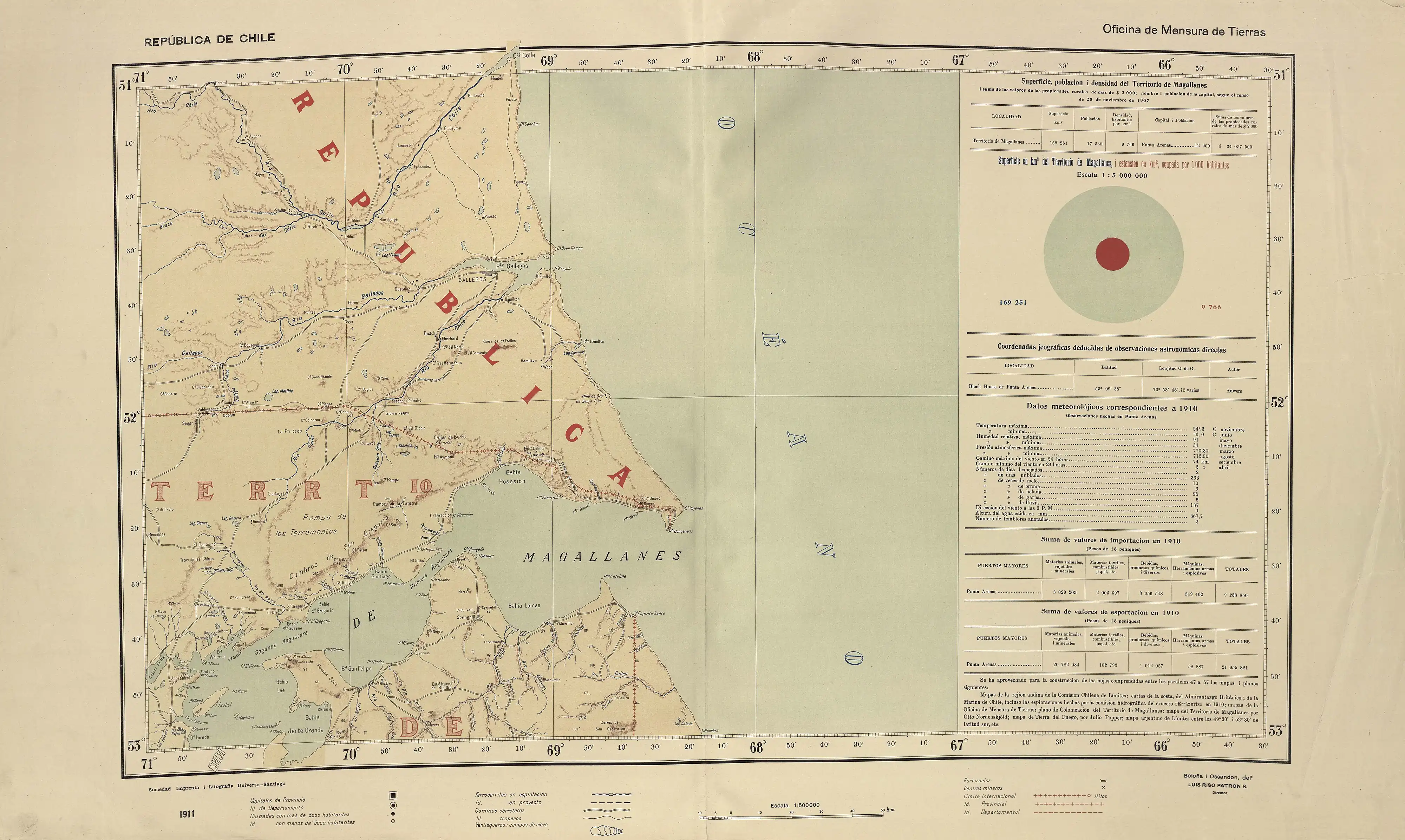 La laguna Cabo Negro en un mapa de Luis Risopatrón publicado en 1911.