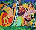 Bañistas, anagoría, o Escena en el bosque (Lagos de Moritzburg), de Ernst Ludwig Kirchner, ca. 1909-1925.[57]​