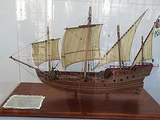 Maqueta de la Niña, conforme a la investigación recogida en el libro Barcos y hombres del Descubrimiento, construida en 2015