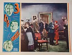 3 Live Ghosts lobby card Lobby card for the American comedy film Three Live Ghosts (1929) with Joan Bennett, Claud Allister, Charles McNaughton, Beryl Mercer, Robert Montgomery, Harry Stubbs.