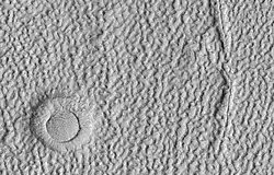 Vista cercana de cráteres de molde anular y terreno cerebral