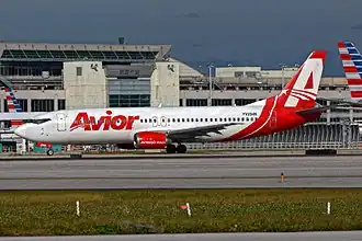 Boeing 737-400 de Avior en el Aeropuerto Internacional de Miami.