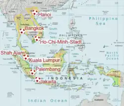 Mapa de las sedes de la competición.
