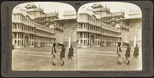 Fotografía estereoscópica del Chandra Mahal en 1903.