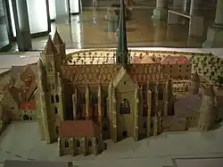 Maqueta de la reconstrucción de la abadía (ca. siglo IX)