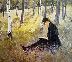 Chica leyendo en un paisaje (1896)