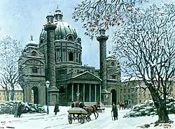 La Karlskirche en invierno, 1912.