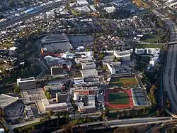 An aerial view of Cal State LA taken from the south and looking north.